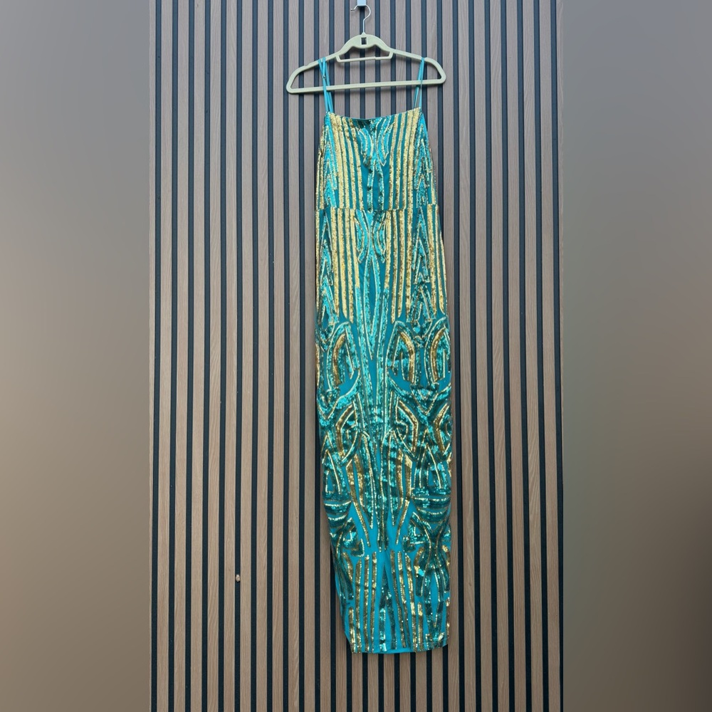 Fashion Nova Blue Sequin Embellished Maxi Skirt